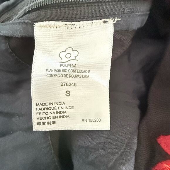 Farm Rio for Anthropologie Black Embroidered Maxi Dress Size S Boho Floral - Picture 6 of 7